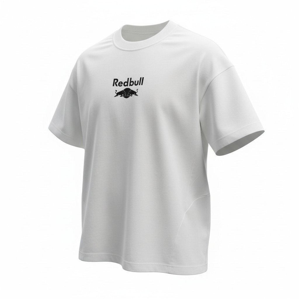 تيشرت رجالي أبيض بشعار ريد بول باللون الأسود – White Red Bull T-Shirt