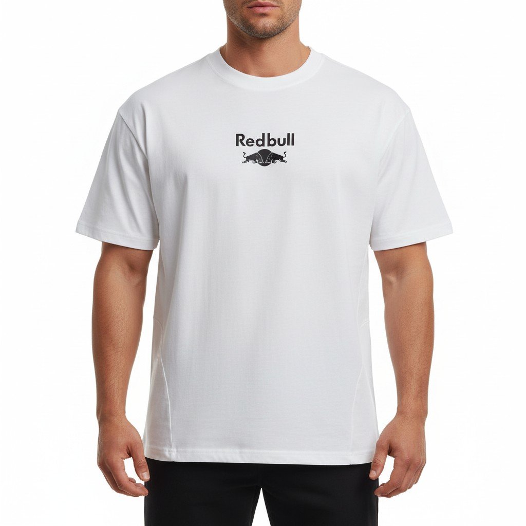 تيشرت رجالي أبيض بشعار ريد بول باللون الأسود – White Red Bull T-Shirt - الصورة 3