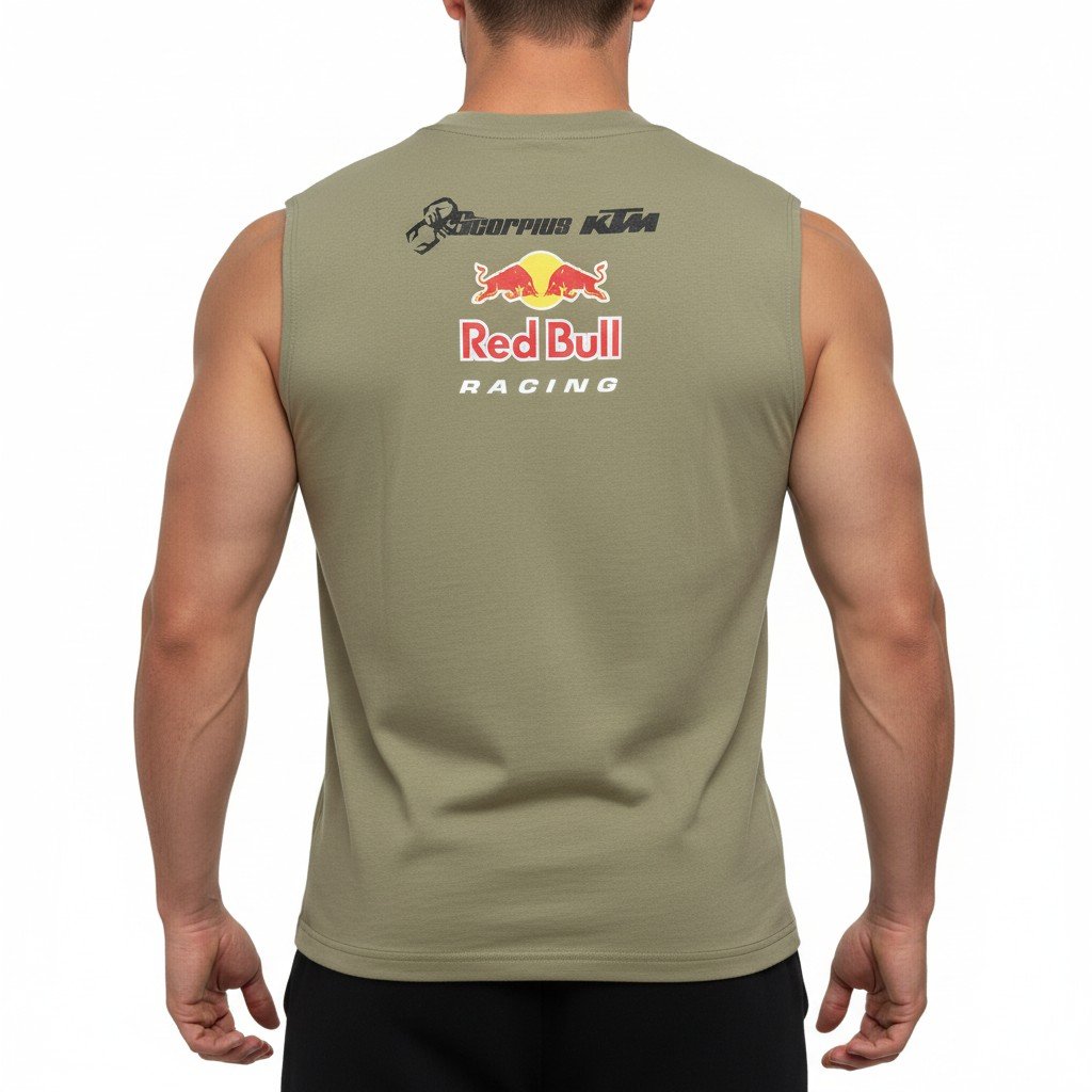 تيشرت كت رجالي زيتي بشعار Red Bull – Red Bull Kat - الصورة 3