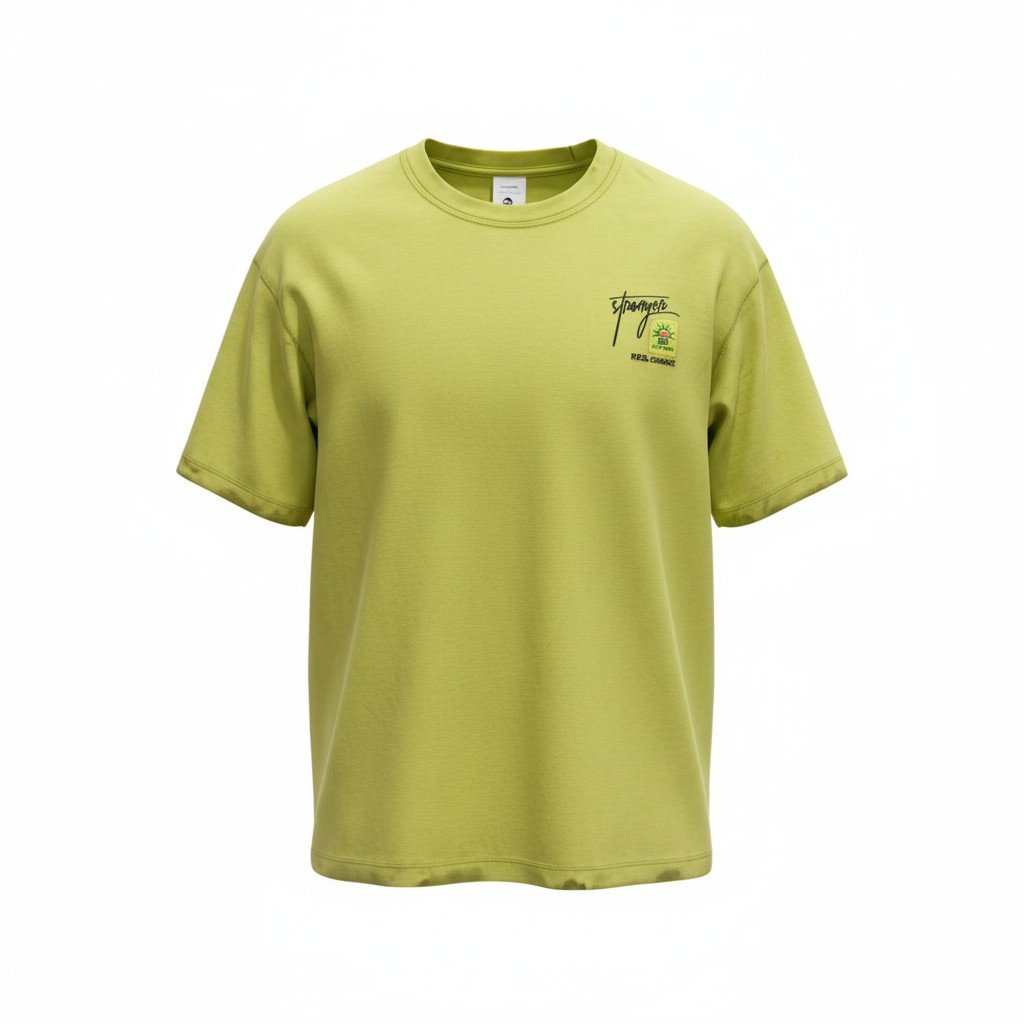 تيشرت رجالي أخضر تفاحي بطبعة Stronger وشخصية الدراجة – Green Stronger Graphic T-Shirt