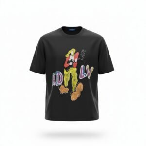 تيشرت رجالي أسود بطبعة رسم بوية فني – Black Paint Art Graphic T-Shirt