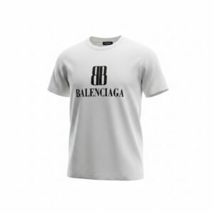 تيشرت بلنسياقا رجالي أبيض بشعار BB الكلاسيكي – Balenciaga