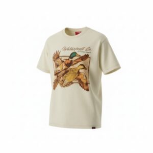 تيشرت بوكسي رجالي بيج بطبعة Waterfowl Co. الجرافيكية – Boxy Fit T-Shirt