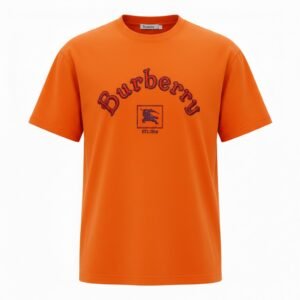 تيشرت بربري رجالي برتقالي بطبعة الشعار والفارس – Burberry