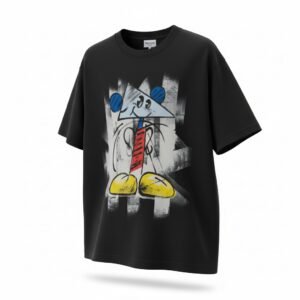 تيشرت رجالي أسود بطبعة فنية ورسمة بوية ملونة – Paint Graphic T-Shirt