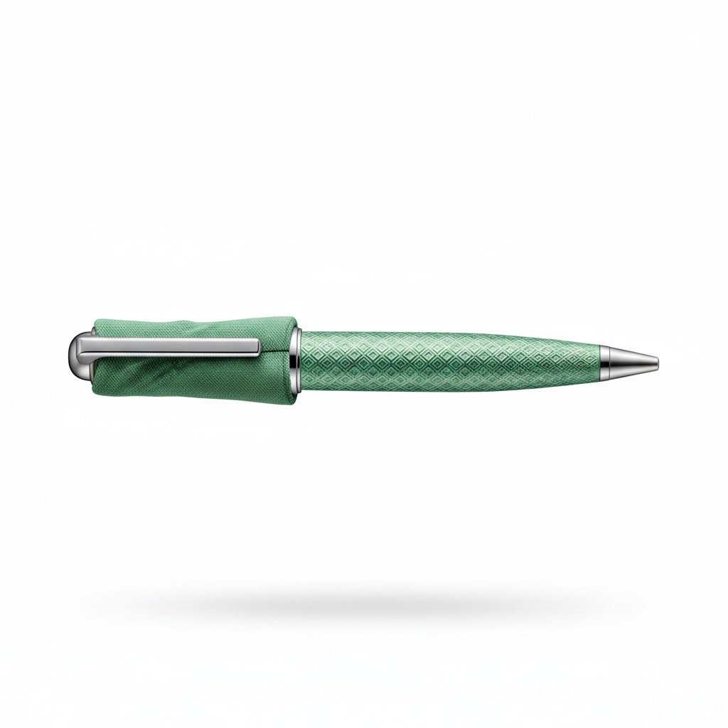 قلم كارتير فاخر باللون الأخضر الملكي والتفاصيل الفضية – Cartier Green Silver Ballpoint Pen