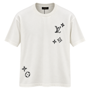 تيشيرت لويس فيتون رجالي أبيض بتطريز أسود – Louis Vuitton Monogram T-Shirt