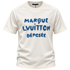 تيشيرت لويس فيتون رجالي أوف وايت بتطريز أزرق بارز – Louis Vuitton T-Shirt