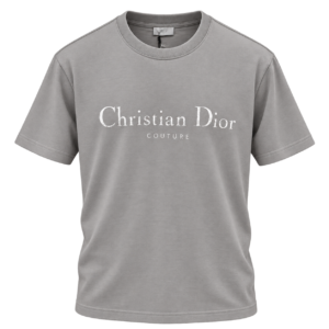 تيشيرت ديور رجالي رمادي بشعار كريستيان ديور الأبيض – Christian Dior Couture T-Shirt