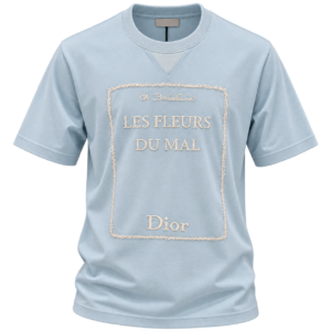 تيشيرت ديور رجالي أزرق سماوي بتطريز LES FLEURS DU MAL – Dior Sky Blue T-Shirt
