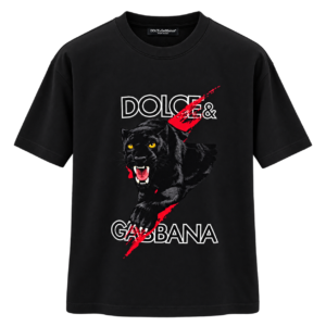تيشيرت دولتشي آند غابانا رجالي أسود بطبعة النمر الأسود – Dolce & Gabbana Black Panther T-Shirt