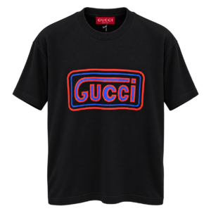 تيشرت قطني غوتشي باللون الأسود وطباعة النيون – Gucci Black Cotton T-Shirt
