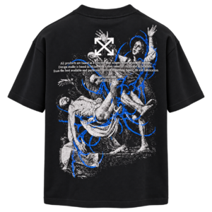تيشيرت أوف وايت رجالي أصلي أسود بطباعة فنية زرقاء وبيضاء – Off-White Graphic T-Shirt