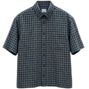 قميص كاروهات بوكسي كم قصير باللون الأخضر – Men's Green Plaid Boxy Short Sleeve Shirt