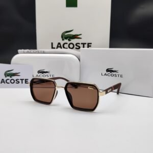 نظارة شمسية لاكوست بإطار ذهبي وأسود وعدسات بنية – Lacoste Gold & Black Sunglasses