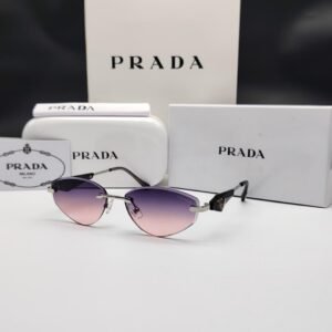 نظارة شمسية برادا بإطار معدني وعدسات بنفسجية وردية متدرجة – Prada Rimless Purple Pink Gradient Sunglasses