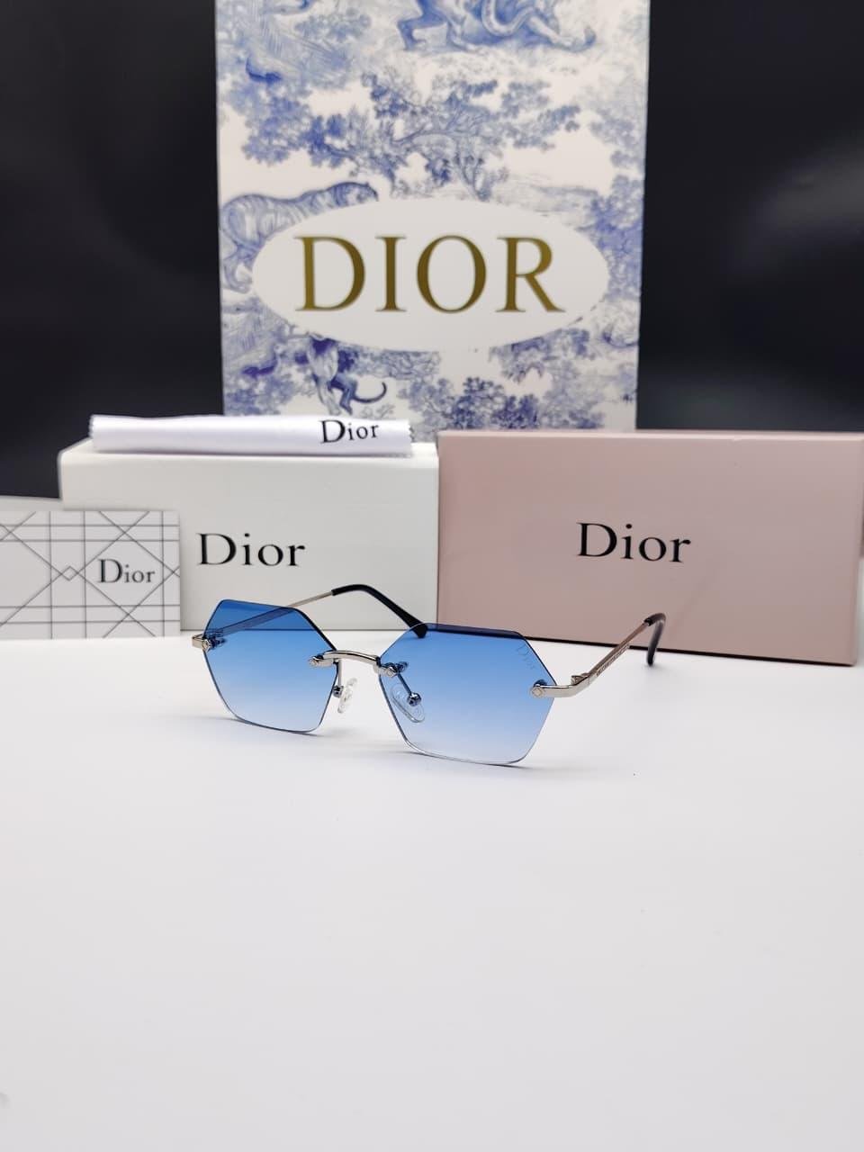 نظارة شمسية ديور بإطار معدني وعدسات زرقاء متدرجة – Dior Rimless Blue Gradient Sunglasses