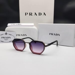 نظارة شمسية برادا بإطار مضلع وعدسات بنفسجية وردية متدرجة – Prada Octagonal Purple Pink Gradient Sunglasses