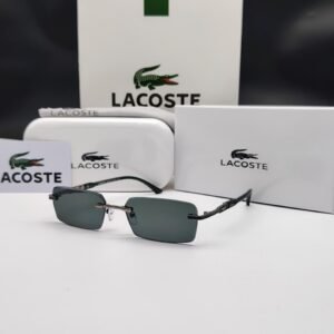 نظارات شمسية رجالية بدون إطار مستطيلة باللون الأسود من لاكوست Lacoste Black Rimless Rectangular Sunglasses