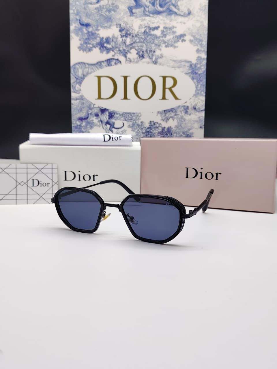 نظارات شمسية رجالية سوداء بإطار سداسي هندسي من ديور Dior Black Hexagonal Sunglasses
