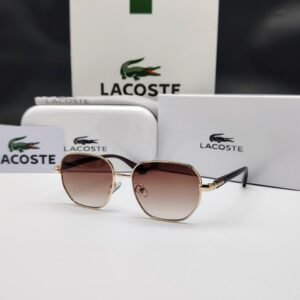 نظارات شمسية رجالية ذهبية بإطار هندسي وعدسات متدرجة من لاكوست Lacoste Gold Hexagonal Gradient Sunglasses