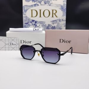 نظارات شمسية رجالية سوداء بإطار هندسي وعدسات متدرجة من ديور Dior Black Hexagonal Gradient Sunglasses