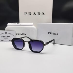 نظارات شمسية برادا رمادية بإطار هندسي وعدسات متدرجة Prada Grey Hexagonal Gradient Sunglasses
