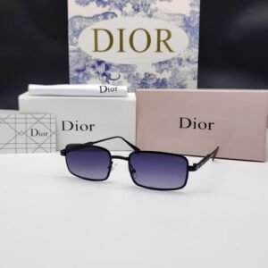 نظارات شمسية رجالية سوداء بإطار مستطيل معدني وعدسات متدرجة من ديور Dior Black Rectangular Gradient Sunglasses