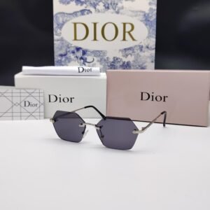 نظارات شمسية رجالية فضية بدون إطار سداسية الشكل من ديور Dior Silver Rimless Hexagonal Sunglasses