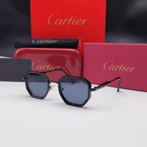 نظارات شمسية كارتييه سوداء بإطار هندسي سداسي الشكل من كارتييه Cartier Black Hexagonal Sunglasses