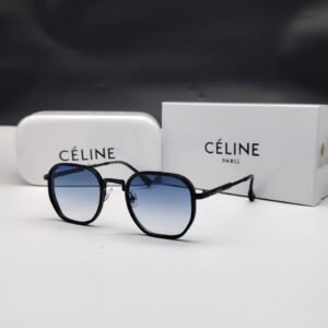 نظارات شمسية سيلين سوداء بإطار هندسي وعدسات أزرق متدرج Celine Black Geometric Blue Gradient Sunglasses