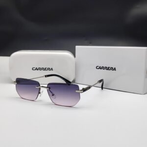 نظارات شمسية كاريرا فضية بدون إطار مستطيلة الشكل وعدسات بنفسجي متدرج Carrera Silver Rimless Rectangular Purple Gradient Sunglasses